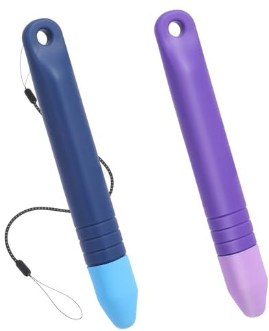 Gjinxi Tablet Stift Kinder, 2 Stück Tablet-Eingabestift Touchscreen Stift mit Schnur Kompatibel Handy Stift für Alle Tablets Handys (Blau, Lila)