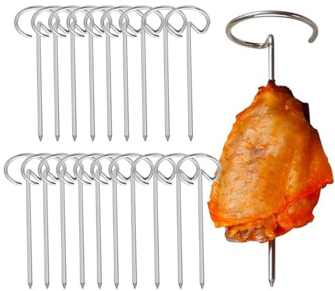 Brochetas de metal para barbacoa de acero inoxidable, 40 piezas de brochetas de metal para freidora de aire, pinchos de barbacoa verticales, pinchos de acero inoxidable, brochetas de barbacoa asada,