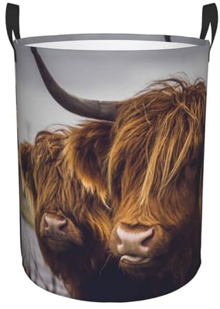 Cesto Para La Colada Retrato De Vaca Con Su Cría. Impresión De Vaca. Práctica Cesta De Lavandería Elegante Cesta Cubo De Ropa Sucia Para Baño Lavadero Familiar 40X50Cm