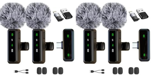 LYEAA Trådlös Lavalier-mikrofon 2-pack för Android iOS videoinspelning mini klämma plugg spela brusreducering