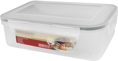 Fackelmann Contenitore Ermetico Rettangolare 1500ml - Contenitore Alimentare Grande per Famiglia - Frigo, Freezer, Microonde - Trasparente, Chiusura Sicura, Lavabile Lavastoviglie