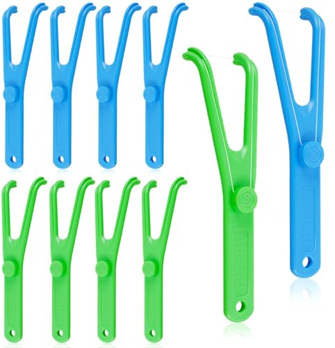 Kuanght 10 PCS Dental Floss Holder Reusable Y-Shaped Floss Holder, Interdental Cleaner for Oral Teeth Clearing Adults and Kids Dental Tools