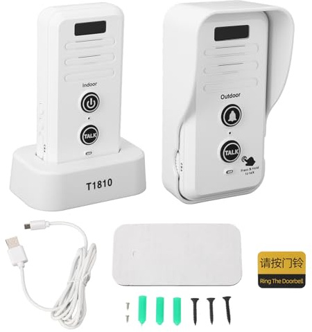 Gearwell Buscapersonas con Timbre de Puerta, Intercomunicador de Voz Inalámbrico, Timbre de Largo Alcance de 1500 M, Máquina Externa Interna, Batería Incorporada, de Notificación