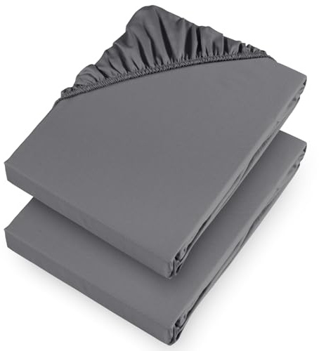 Aspire Homeware Double Fitted Sheet 2 Pack 25 Cm Deep Pocket 10 Inch Grey Bed Sheets Hotel Quality - Soft & Breathable Fitted Bedsheet Shrinkage and Fade Resistant Bottom Sheet