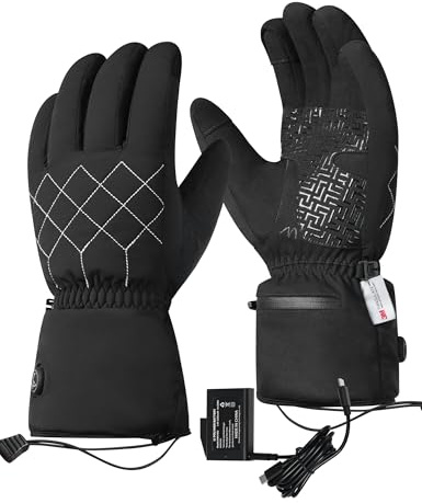 KUTOOK Beheizbare Handschuhe Herren Damen Elektrische Heizhandschuhe Wasserdicht Winddicht mit 3M Thinsulate Winterhandschuhe Touchscreen Reflektierend für Ski Wandern Motorrad XL