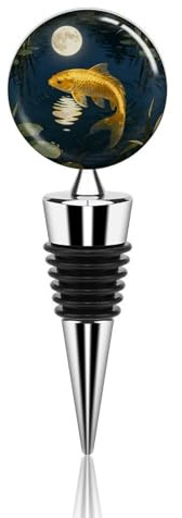 Wine Stopper Goldfish Moon Pond Decorative Champagne Stoppers Vacuum Wine Corks Beverage Stopper with Rubber Seal Reusable Beverage Bottles for Wedding,Holiday,Birthday,Party And Gift