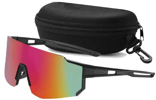 Wieerda Cycling Sunglasses, Sports Polarized Sunglasses for Men and Women, UV 400 Protection Polarised Sun Glasses for Baseball Running Golf Driving Fishing Goggles (Blcak Purple)