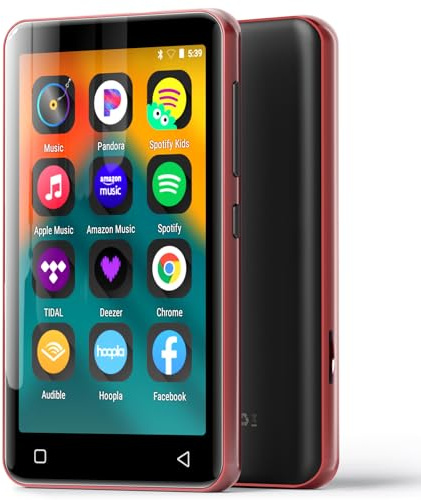 innioasis G1 Kids MP3 Player with Bluetooth, WiFi, 16GB Android MP4 Player, 4-Inch Full Touch Screen, Supports Spotify, Pandora, Tidal, Deezer, Amazon Music (Red)