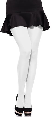 Merry Style Collants Microfibre pour Femmes, Collants Élastiques et Opaques Grandes Tailles MS 162 60 DEN (Blanc, XXL)