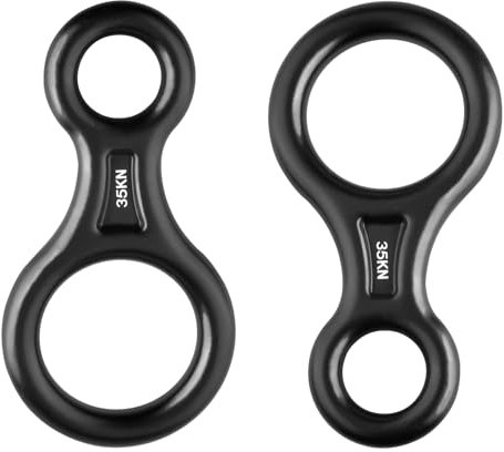 Azarxis Climbing Rescue Figure 8 Descender Rigging Plate Heavy Duty & Large & High Strength Rappel Device Equipment for Rappelling, Belaying, Tree Climbing, Aerial Silks Rigging (Black - Pack of 2)