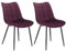 WOLTU Esszimmerstühle 2er Set Küchenstuhl Polsterstuhl Wohnzimmerstuhl Sessel mit Rückenlehne, Sitzfläche aus Samt, Metallbeine, Bordeaux BH142bd-2