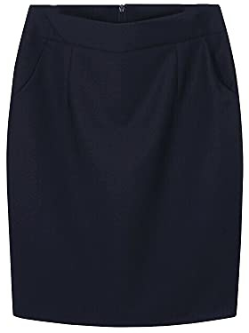 YM YOUMU Falda de lápiz formal para mujer, longitud de la rodilla, con bolsillos para oficina, trabajo de negocios, Azul marino, Small