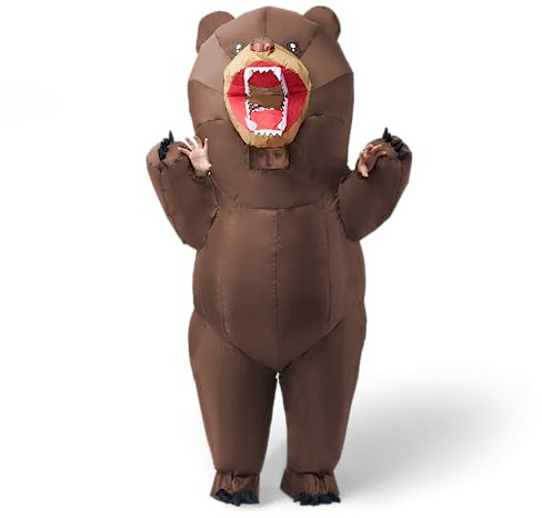 Spooktacular Creations Inflatable Costume, Brown Full Body Bear Blow Up Suit, Deluxe Funny Halloween Costume for Halloween Dress Up Themed Parties, Medium(51-59 / 130-150cm)