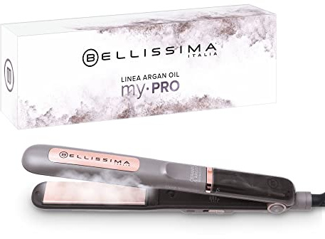 BELLISSIMA,Imetec Steam Ceramic & Argan Oil,Piastra Lisciante a Vapore,Rivestimento in Ceramica,3 Livelli di Temperatura,Riscaldamento Rapido,Piastre Oscillanti,Autospegnimento,0.44 kilograms