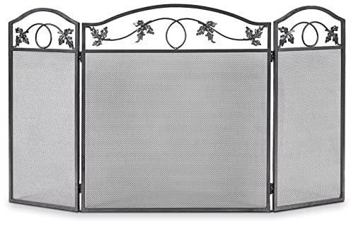 GOPLUS Pare Feu Cheminée Pliable 3 Panneaux en Fer Ecran de Cheminée pour Isolation des Étincelles et Cendres, Panneau de Protection Cheminée Décoratif, pour Salon, Chambre, 127X73,5 CM, Noir