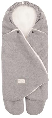 Nuvita 9100 Cuddle | Mjuk sovsäck med justerbar huva och individuella benskydd | Perfekt 0 till 10 månader (80 cm) | Temperaturbeständig upp till 8 °C | Ljusgrå/vit