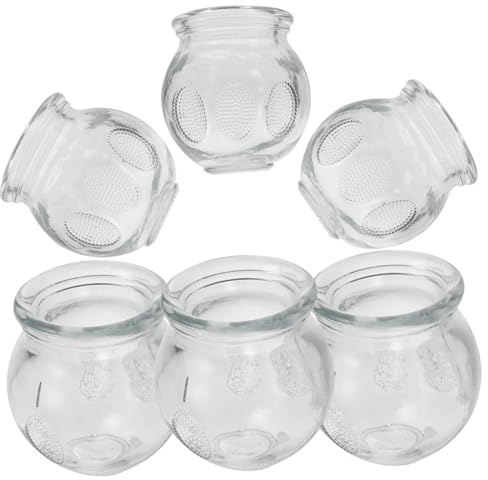 SOESFOUFU Cupping Therapy Set 6 Glass Massage Cups for Back Body and Facial Use Vacuum Suction Cups for Manual Home Massage 6 Pcs Cupping Cups for Relaxation