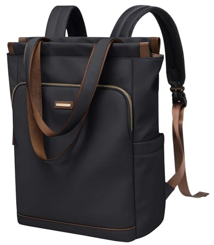 GOLF SUPAGS Convertible Laptop-Rucksack für Frauen Casual Daypack Notebook Tote Bag für Arbeit Hochschulen Reisen Freizeit (Schwarz)