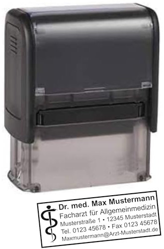Selbstfärber Stempel direkt hier erstellen - Die Stempel GmbH - personalisierter Logostempel, Firmenstempel, Adressstempel, Namensstempel – Gehäuse Schwarz
