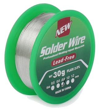 Alambre de Soldadura sin Plomo,Hilo Estaño para Soldar 0.8mm 30g, Plata Estaño para Soldadura Electronica, Alambre Colofonia Núcleo Soldar, Sn99.3% Cu0.7%