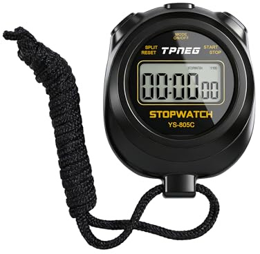 TPNEG Simple Stopwatch Timer - Easy to Use, Set Up, Read, and Carry - Large Display - On/Off, AAA Battery, No Hourly Beep - Ideal for Kids, Track and Field, Sports, Classroom - Stopwatches for Coaches