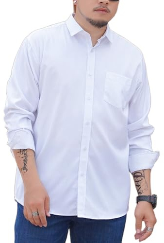 Camicie A Maniche Lunghe Taglie Forti da Uomo Camicia Casual Allentata Primavera Autunno Camicia Formale Oversize da Lavoro Solida Camicia alla Moda di Grandi Dimensioni