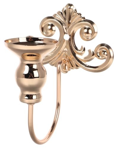 Warmhm Portacandele Da Parete in Ferro Battuto Dorato, Applique Decorativa Bordi Rialzati Per Maggiore Sicurezza, Design Vintage Per Sala Da Pranzo, Soggiorno e Ufficio, Resistente e Stabile