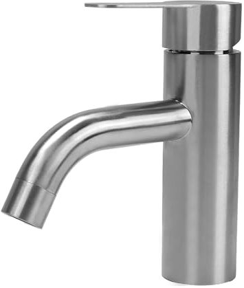 Minnhua Robinet Salle Bain Argenté Robinet Salle de Bain Mitigeur Lavabo Robine Lave Main Lavabo Mitigeur en Acier Inoxydable Contrôle de l'eau Chaude et Froide Avec bec Courbé