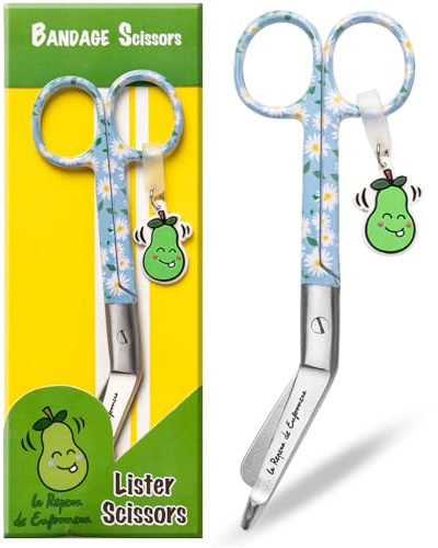 La Repera de Enfermera® Tijeras Enfermería - Tijeras Pico de Pato Punta Roma Acero Inoxidable | Punta Redonda Profesional | Regalos de Enfermería y Accesorios Enfermera TCAE (SPRING SPLASH)