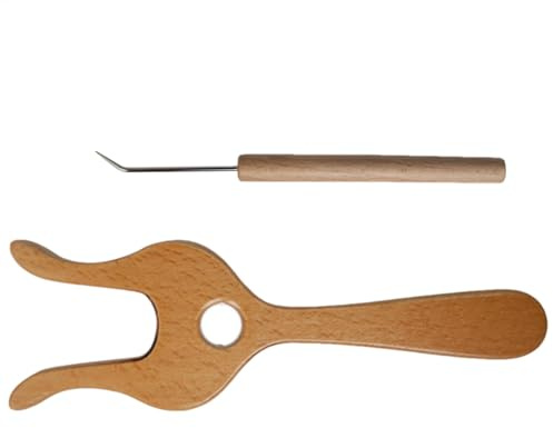 Yiohejy Braided Knitting Fork | Knitting Fork and Eye Needle Kit Wood Cord Making Hand Cut Fork Ancient Cording Tool for Braiding Beginners for Bracelet Necklace Braided Tools