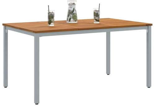 vidaXL Outdoor Table Beige and Grey 150 x 90 x 75 cm, Acacia Wood Table, Modern Garden and Terrace Furniture, Weatherproof Dining Solution for Stylish Outdoor Setup and Relaxation