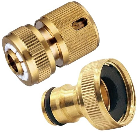 Brass Hose Connectors Garden Hose Connector, Thread Easy Connect Faucet Adapter, 3/4 Inch Faucet Connector, 1/2 Inch Quick Connect Garden Hose Fittings, Garden 3/4 Tap Hose Connector kit