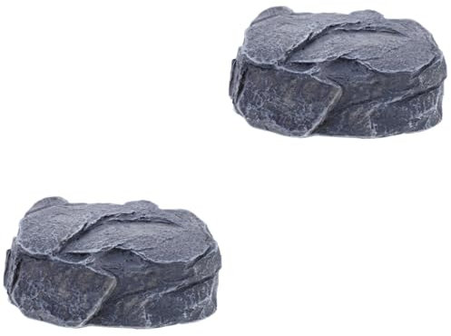 Toddmomy 2 Stück Simulierter Schlüsselkasten aus Stein Natur Key Lockbox Felsen für Die schlüsselanhänger Schlüsselversteck im Freien Versteckter Schlüssel sicherer Außenbereich Harz Grau