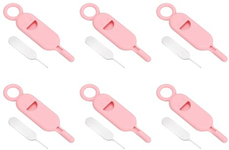 PATIKIL Verktyg för borttagning av SIM-korthållare, 6 st SIM-kortstift, nålsöppnare, ejektorbricka, utsläppsnålar för mobiltelefoner surfplattor routrar, rosa