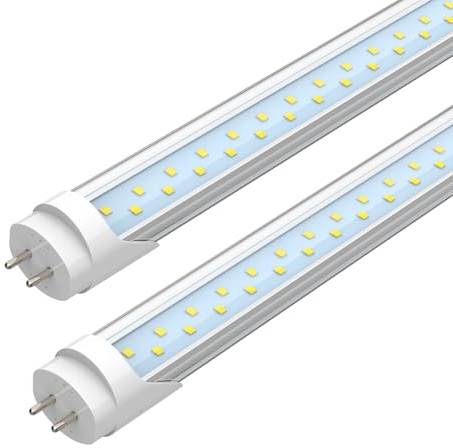 JESLED 4FT LED T8 Type A+B Tube Lights, 24W(65W Equivalent), 3200LM, 6000K, Single or Double End Powered, Plug and Play or Ballast Bypass, 4 Foot T10 T12 Fluorescent Bulbs Replacement, Clear(2-Pack)