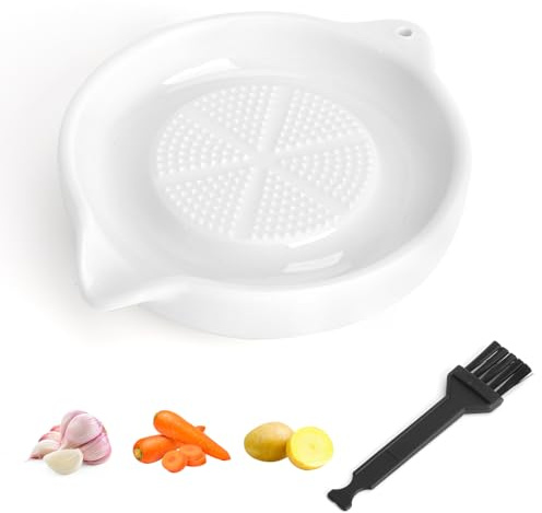 GZRXIOUS Grattugia in Ceramica – Grattugia Bianco per Zenzero e Aglio con Spazzola, Piastra Fine in Ceramica per Famiglia Cucina e Spezie, Durevole per Zenzero, Aglio, Mele, Verdure, Limone, Carote