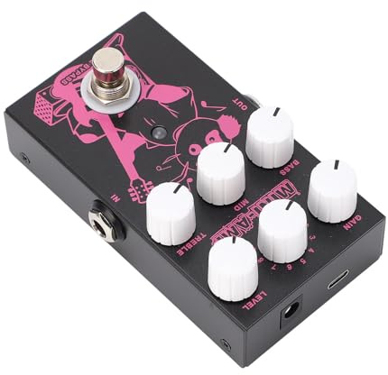 Sorandy Pedal de Efectos de Guitarra Eléctrica Múltiple, Pedal de 9 Tonos de Amplificador Clásico con Ecualizador de 3 Bandas, Ideal para Interpretación y Práctica