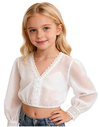 Blouse Fille Traditionnelle Chemisier pour Fille Inspiration Bavaroise