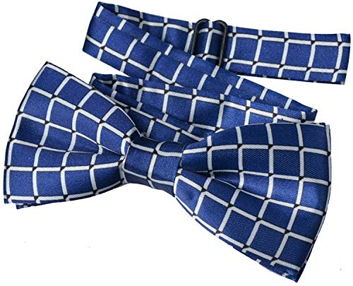 Miobo Pajarita para niños con lazo – Cierre de gancho ajustable – Diseño elegante – Poliéster, azul cuadros, XS