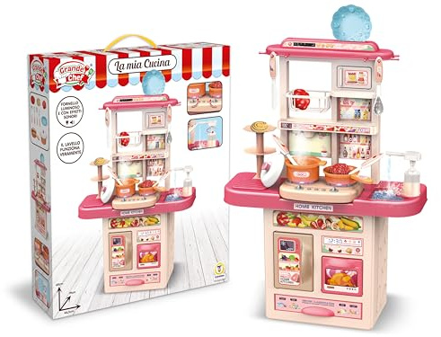 Teorema - Cucina Giocattolo per Bambini, Fornello con Luci e Suoni, Lavello realmente funzionante, con Accessori, Altezza 65cm