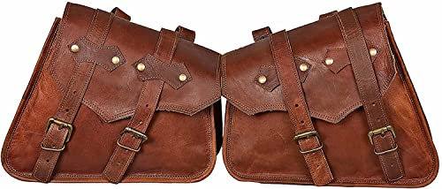 american blue Handgefertigte Fahrrad-Satteltaschen aus echtem Leder, 2 x Fahrrad-Werkzeugtasche für Reisen mit verstellbaren Trägern für Herren, 2er-Set