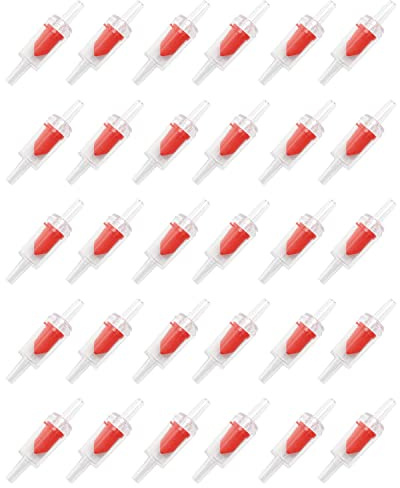 SJZBIN 30PCS Red One Way Check Valves Aquarium Air Pump Accessories Kit Airline Tubing with Air Stones Check Valves Suction Cups and Connectors