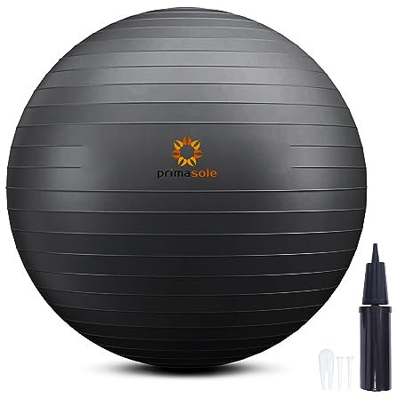 Primasole Träningsboll för balans, stabilitet, fitness, träning, yoga och pilates på hemmakontor och gym, 75 cm, svart