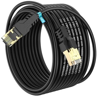 YSONG Cat 8 Ethernet Cable 20M, High Speed 40Gbps 2000Mhz Internet Cable, Lan Cable with Gold Plated RJ45 Connector,Weatherproof Outdoor&Indoor,for/PC/Modem/Router/Gaming, Faster Than Cat7/Cat6/Cat5