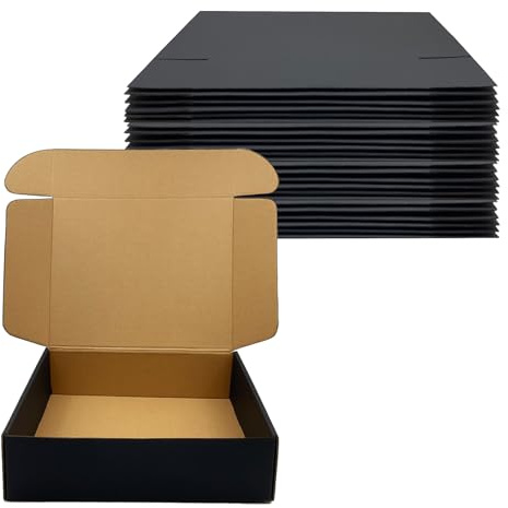 24 Pack 11x9x3 inch Black Shipping Boxes ，Cardboard Packaging Boxes for Mailing Shipping Corrugated Cardboard Boxes for Packaging Small Business Craft Flat Shipping Boxes Empty Gifts Giving Products