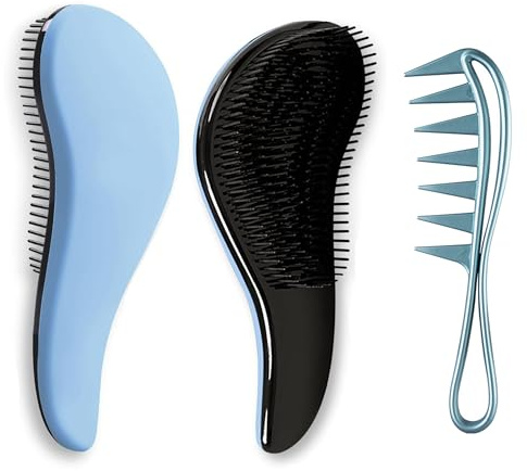 Hair Brush，Glide the Detangling Brush Through Reduces Breakage,Detangling Wet and Dry Hair,Head Massaging Pro Brush/Comb for Women, Girls, Men & Boys(Blue)