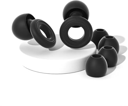 Tapones de Oídos para Dormir, estudiar, viajar, sensibilidad al ruido | Cancelación de Ruido 28dB | Ergonómicos y Cómodos | Reutilizables y lavables | Incluye Estuche, Negro, SML, Silicona