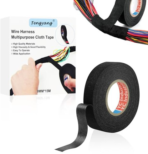 Fengyang® 2Pcs Cinta Aislante de Tela Adhesivo, Cinta Aislante Cables Eléctricos, Cintas Autoaislantes Resistentes Al Calor Para Uso Industrial,Para Organizar Cables Y Reducir El Ruido