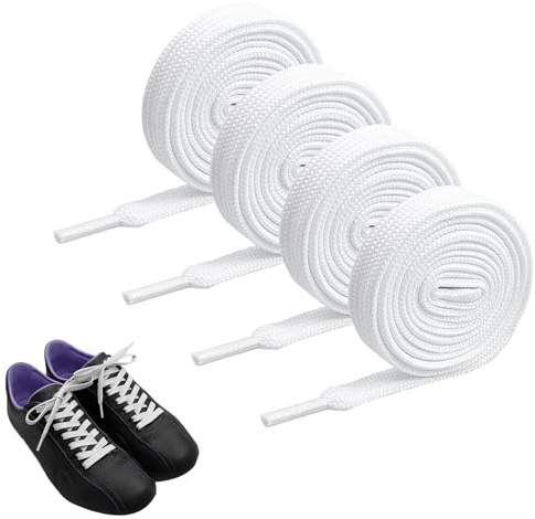 Flat Shoelaces,Replacement Sneaker Laces,Replacements Athletic Shoe Laces | Flat Shoe Laces,Trainer Shoelaces for Sport Shoes,Casual Shoe,Durable Shoelaces,Kids Adult Men and Women(2 Pairs White)
