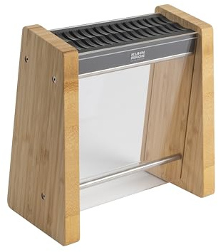 KUHN RIKON ICED Knife Block, Modern Knife Storage, Bamboo and Clear Panels, Removable Top Insert, Space Saving Countertop Knife Block